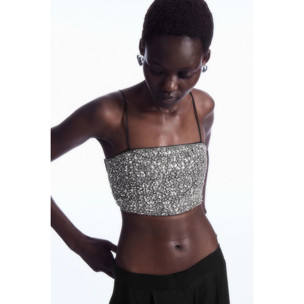 NWT COS Crystal Embellished Bustier Sz 2 Ruched Festive Party $225